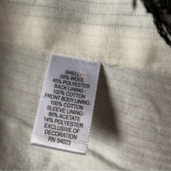 Banana Republic Wool Blend Distressed Herringbone Military Jacket Women Size 16T - Picture 14 of 16